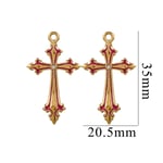 Red / 1 Piece Classic Retro Style Cross Shape Stainless Steel  Gold Color Women's Pendant Picture18